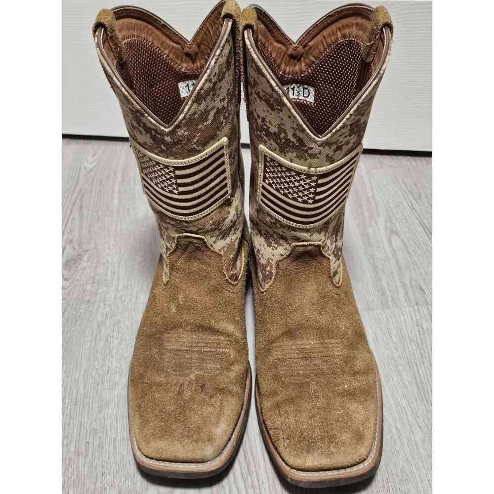Ariat Mens Sport Patriot Western Camouflage Boots 11.5D American Flag Patches